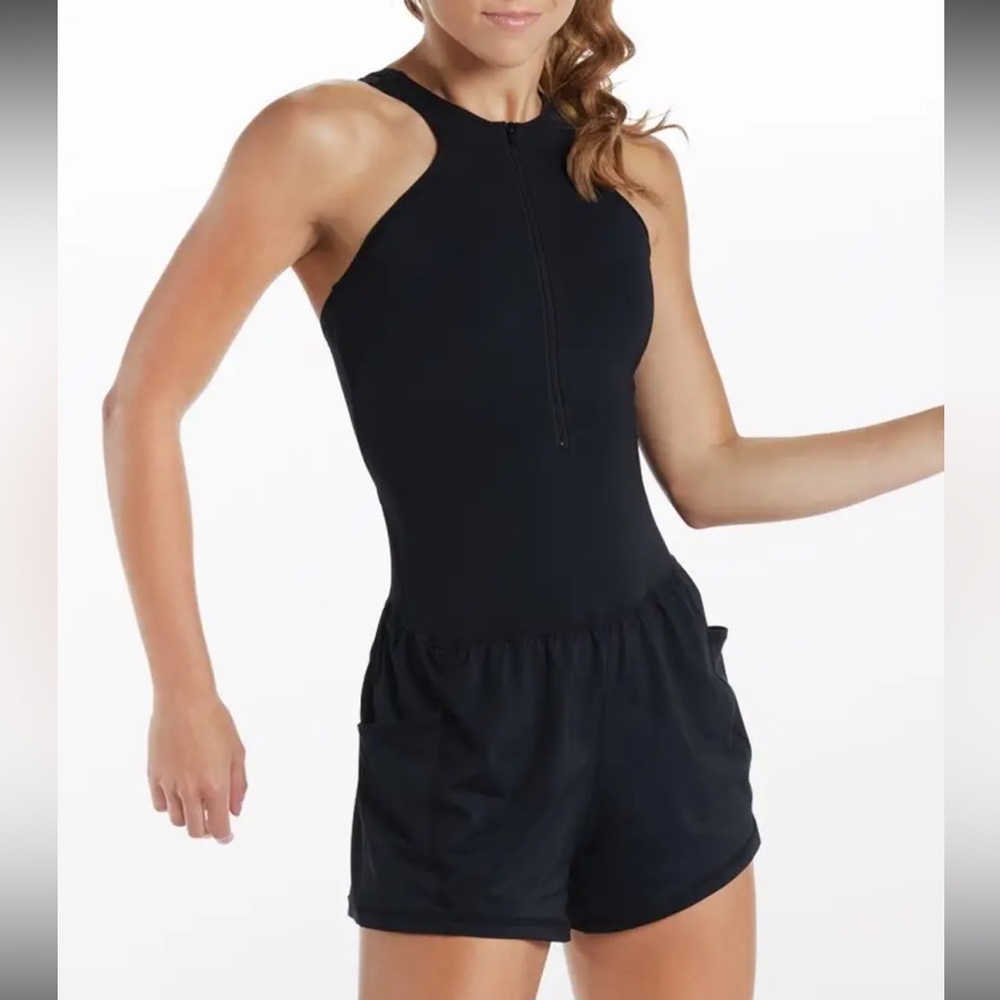 Weissman Black Athletic Jumpsuit Romper